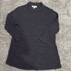 Gray Ribbed Knit Sweater